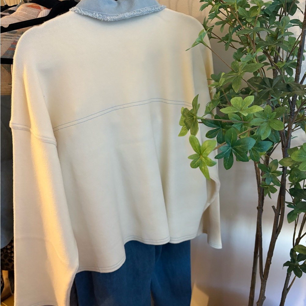 Nanette Lepore Cream and Blue Cardigan - Picture 5 of 5